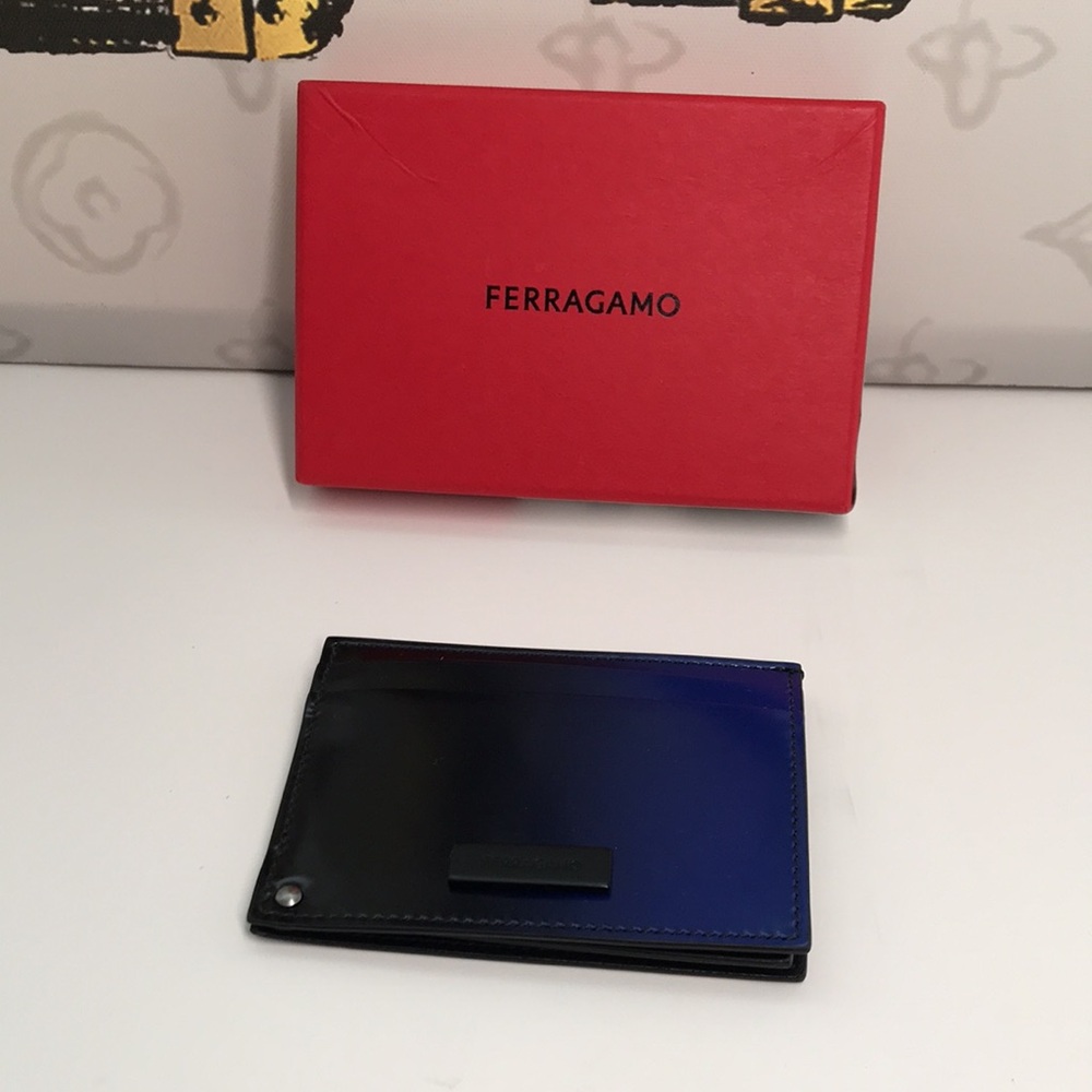 New Authentic Salvatore Ferragamo Blue Card Holder